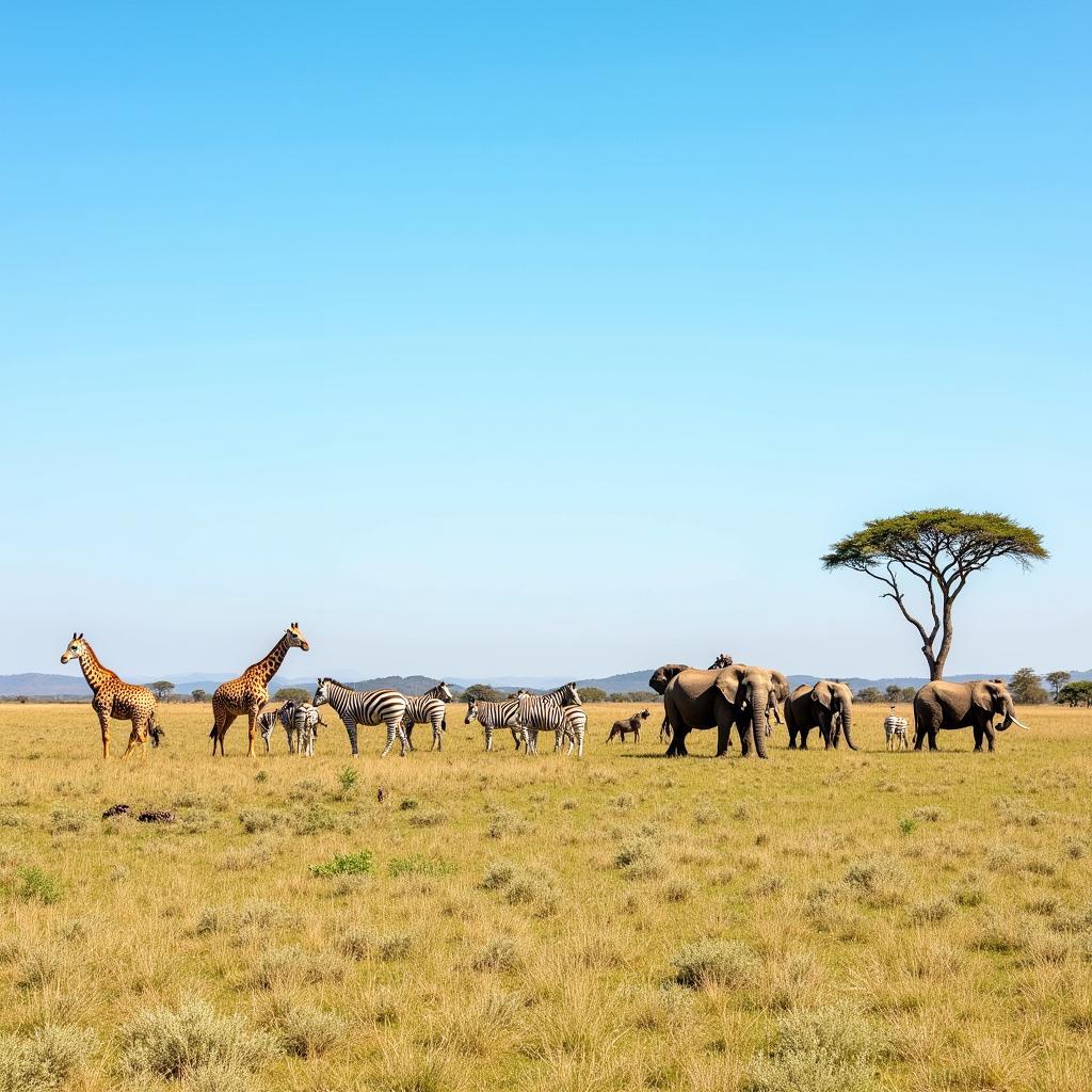 African Wildlife in Savanna Landscape