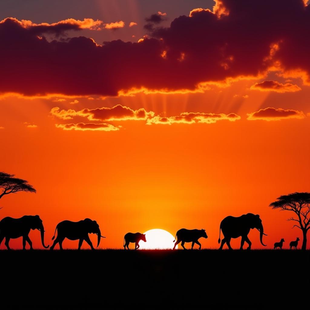 African Wildlife at Sunset