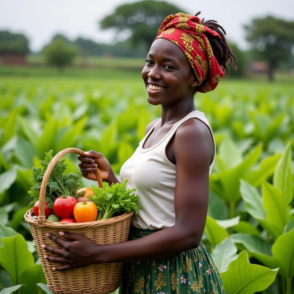 African woman harvesting crops