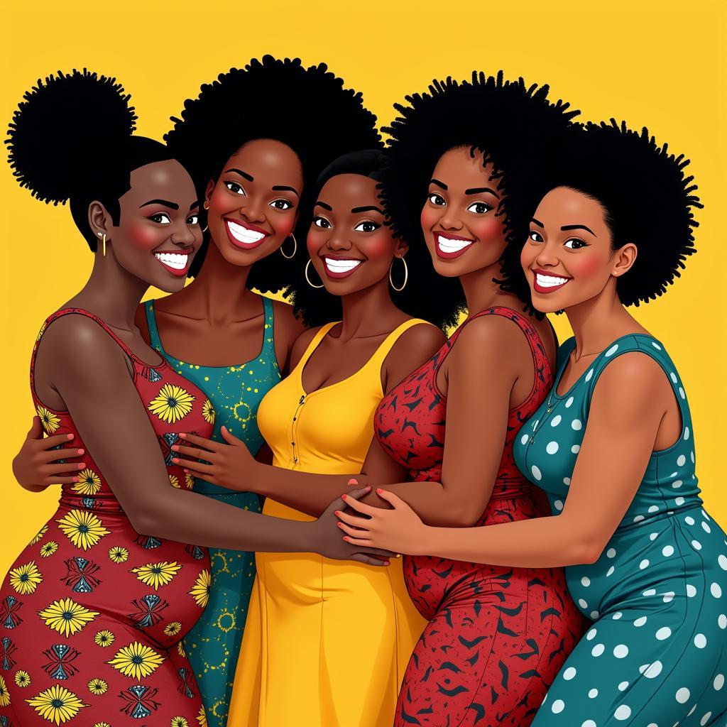 Group of African Women Celebrating Curves and Body Positivity