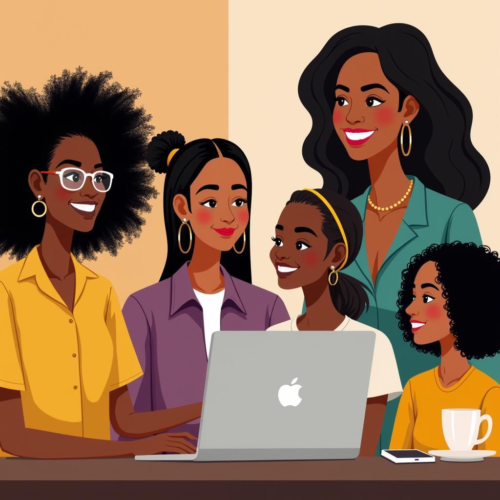 African Women from Diverse Cultures Connecting in Online Communities