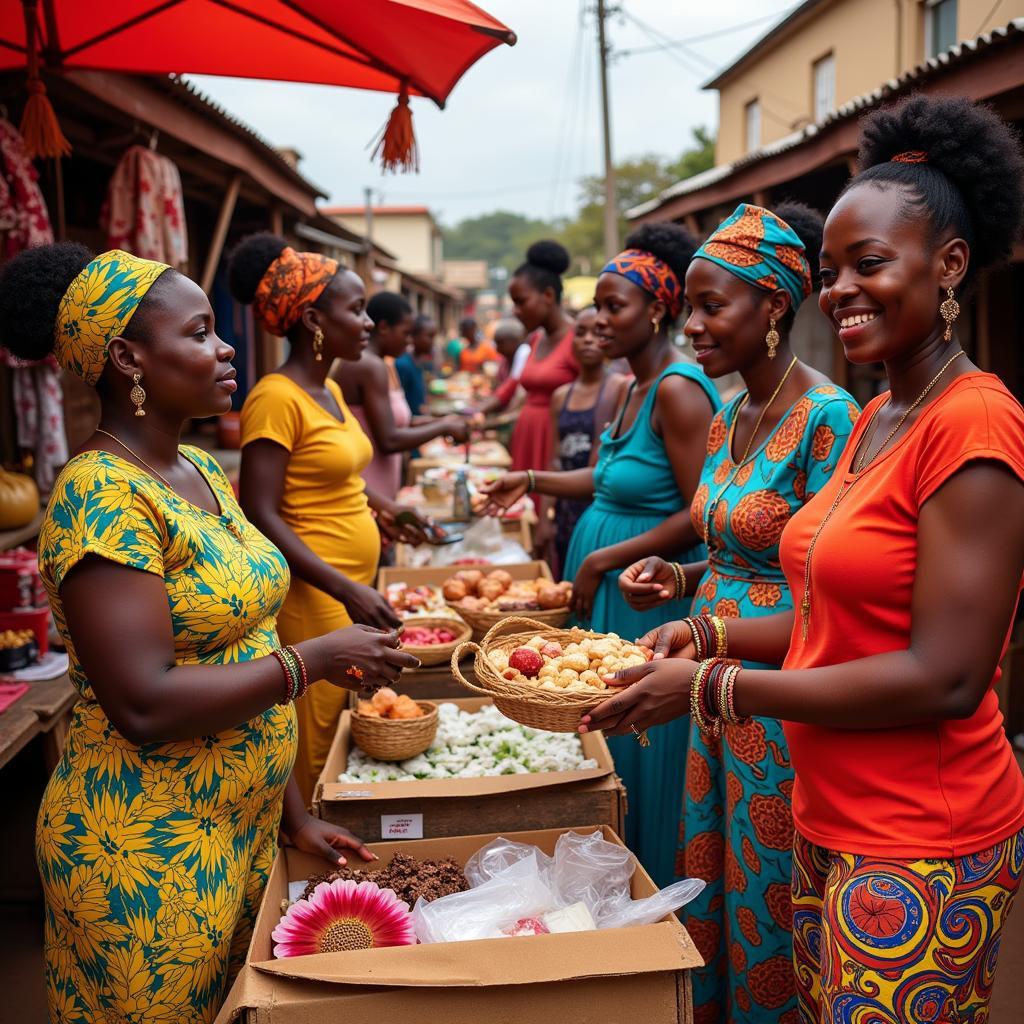 African Women Entrepreneurs in a Bustling Market