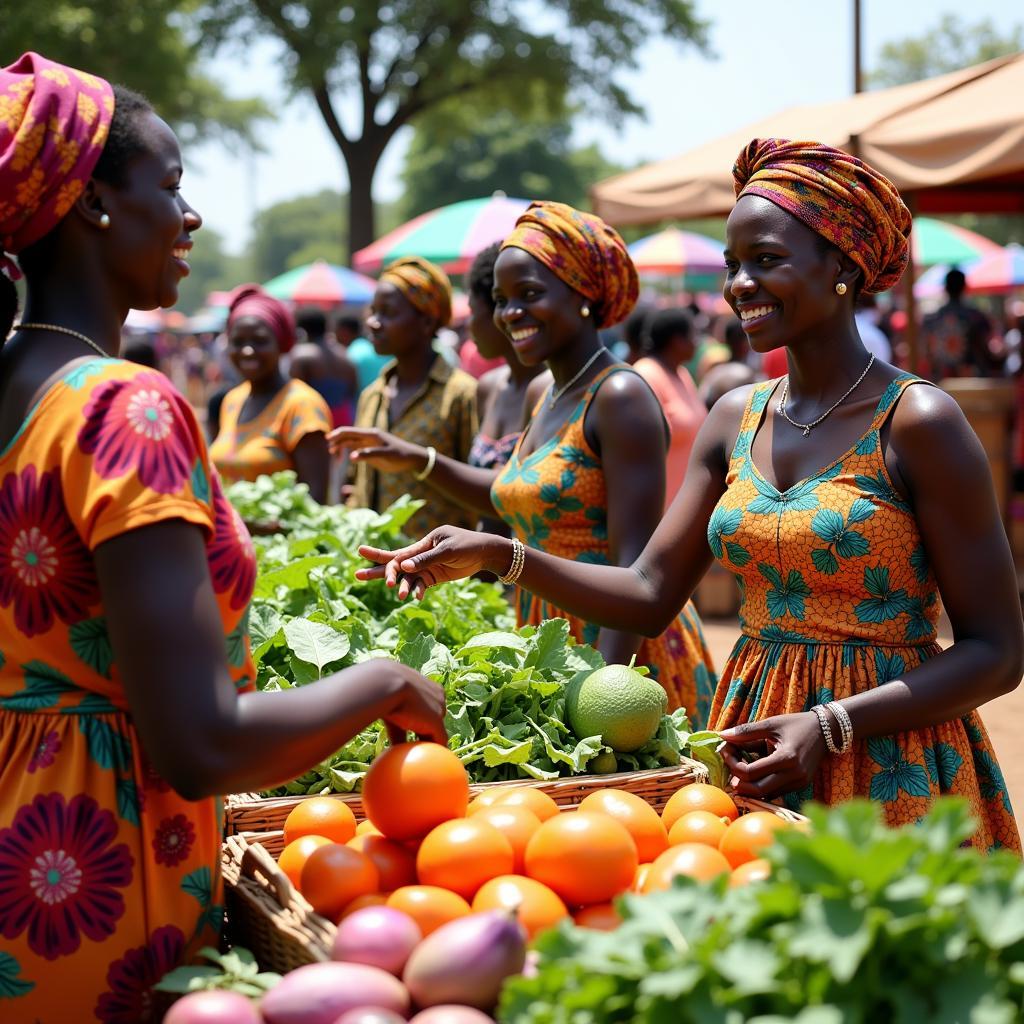 African Women at a Farmers Market