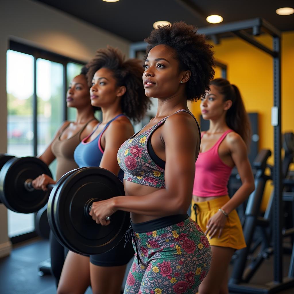 African Women Lifting Weights in a Modern Gym