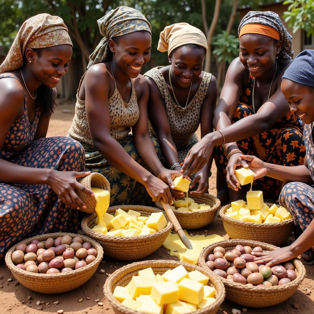 African Women Making Shea Butter