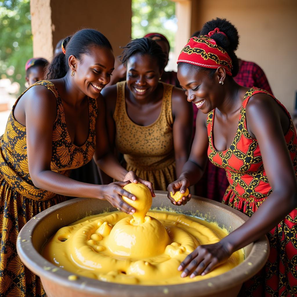 African Women Making Shea Butter