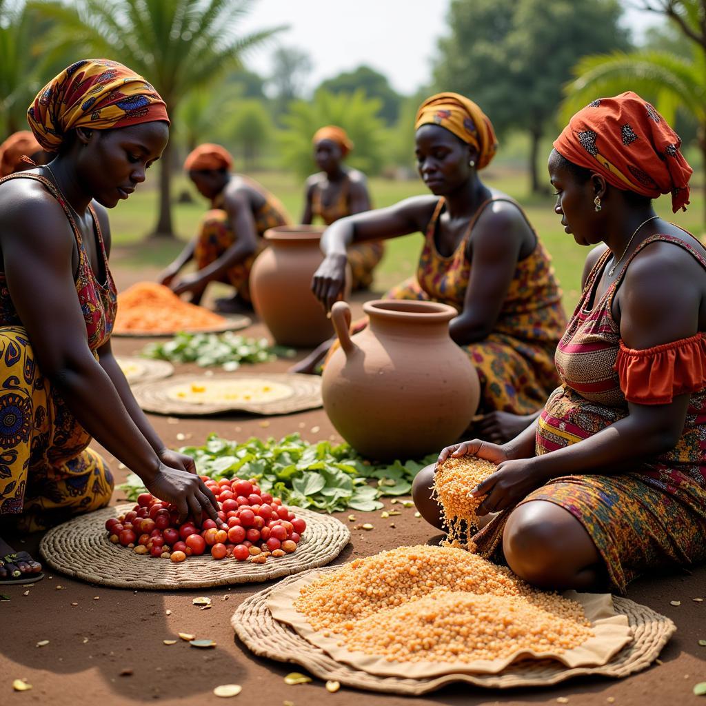 African Women Preserving Food through Drying and Fermentation