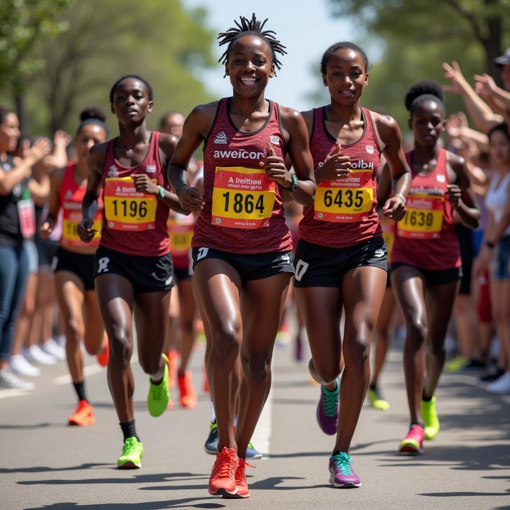 African Women Participating in a Marathon