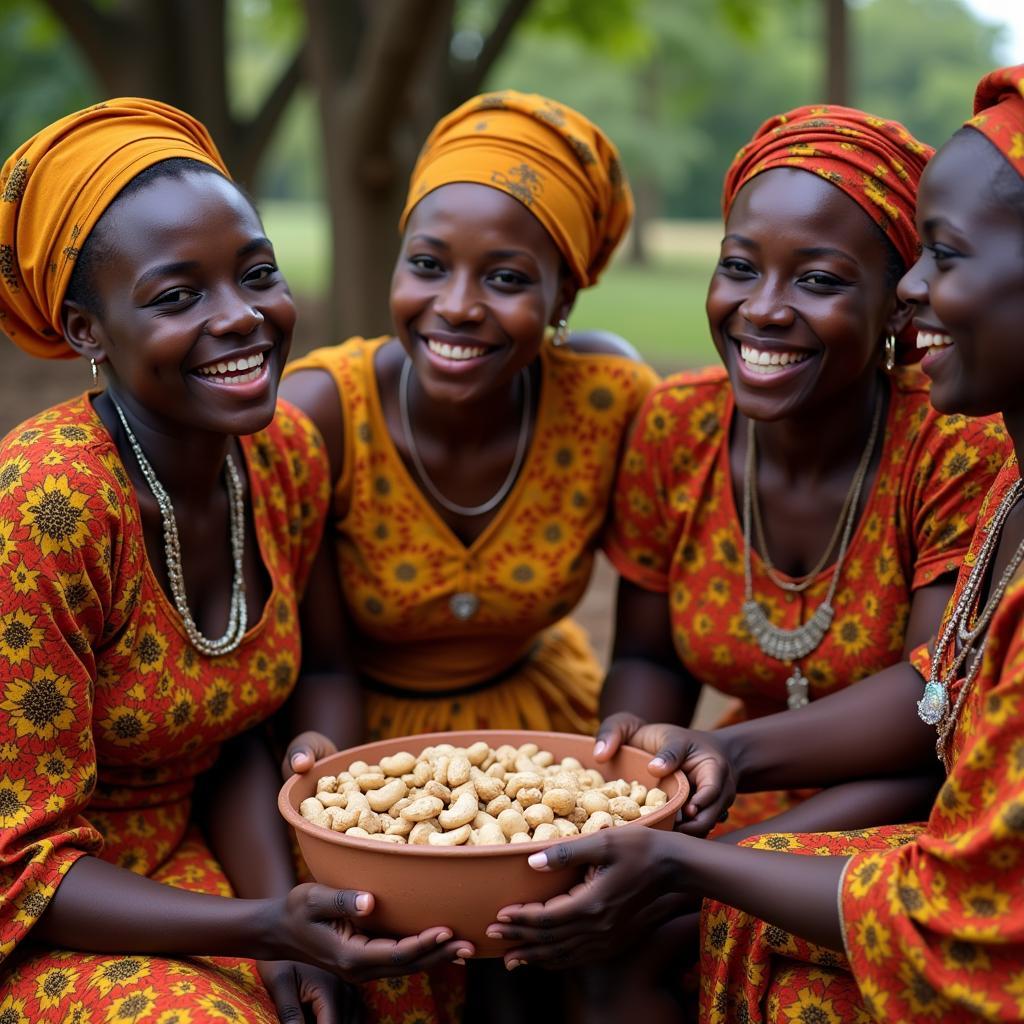 African Women Sharing Nuts