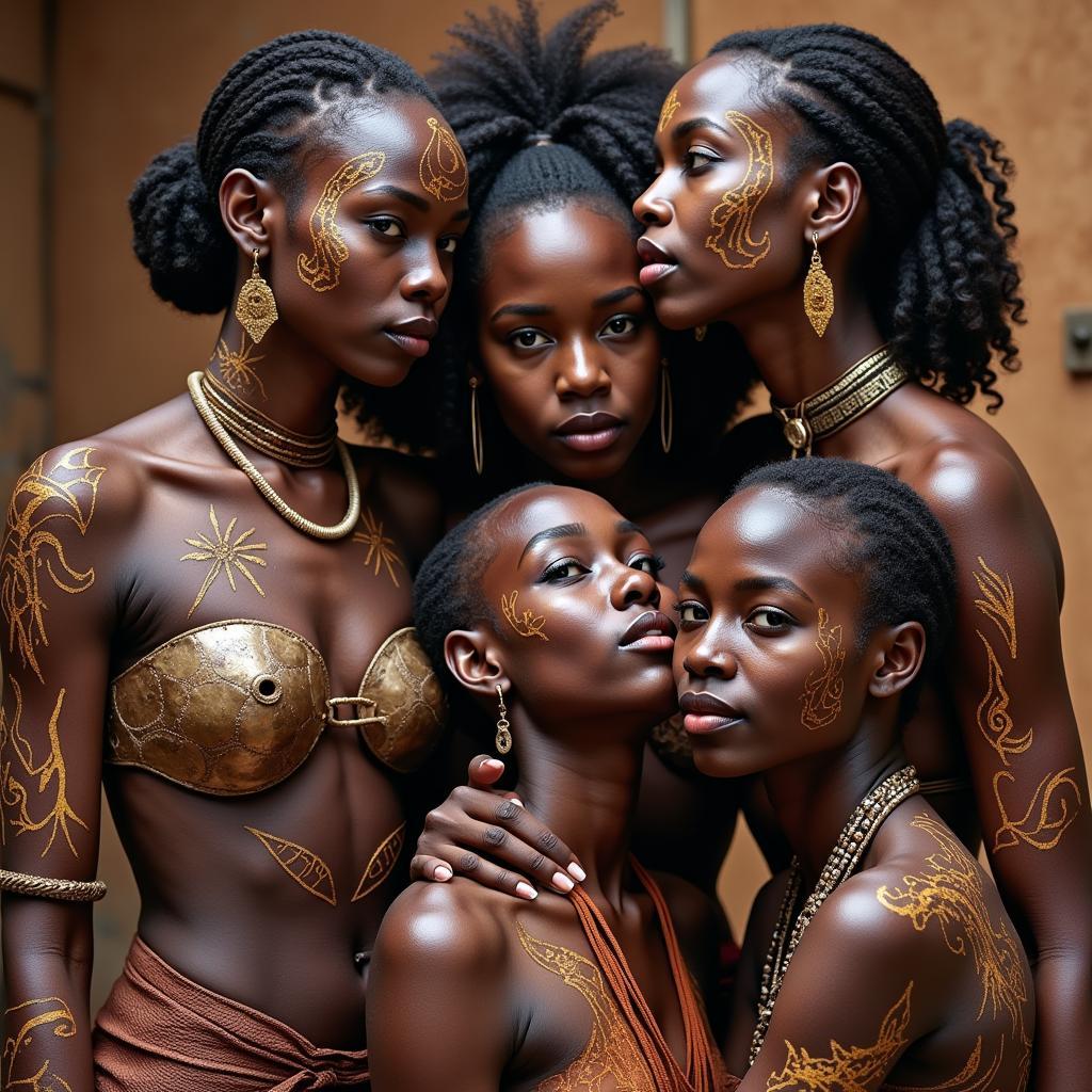 African Women with Traditional Body Art