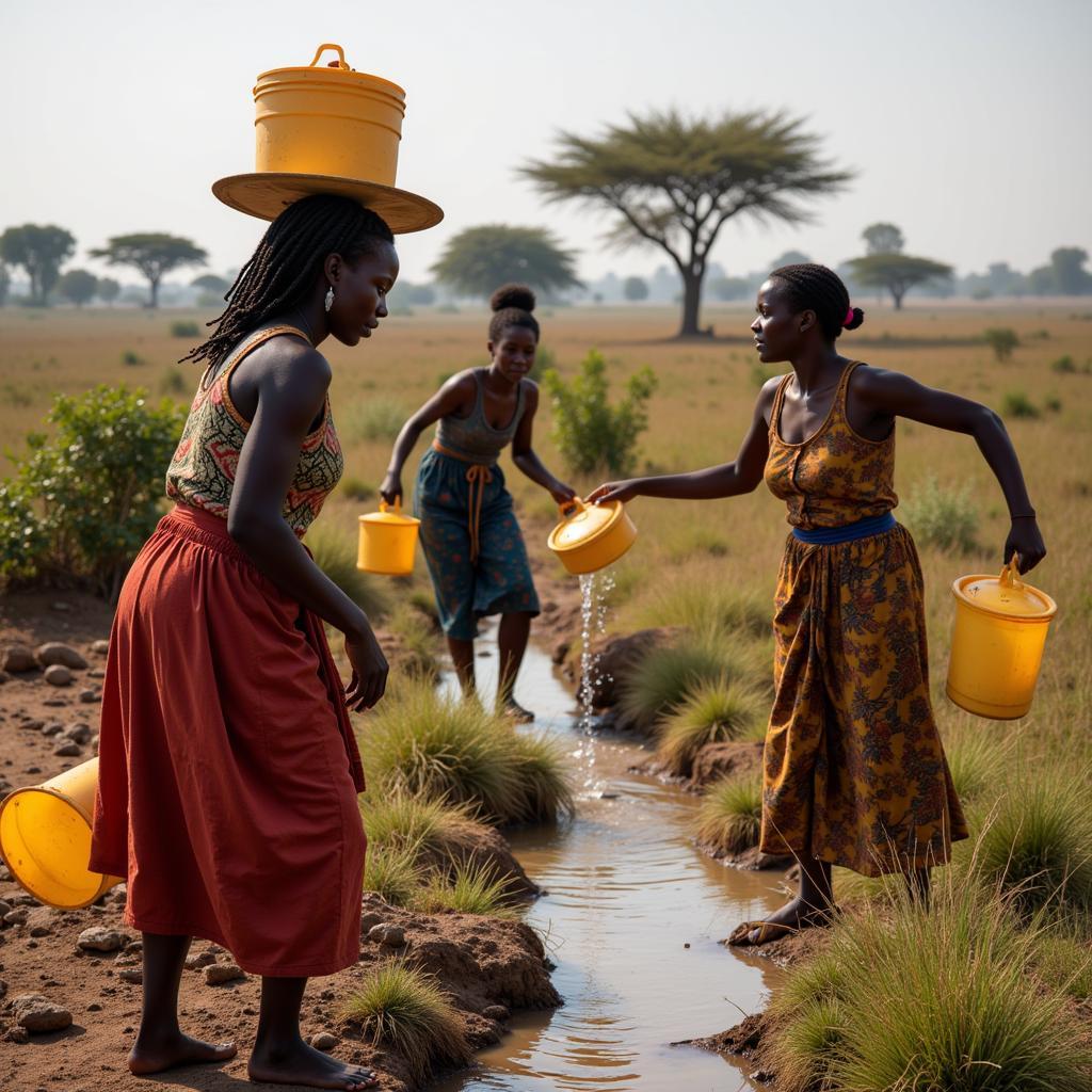 African Women Collecting Water and Building Community