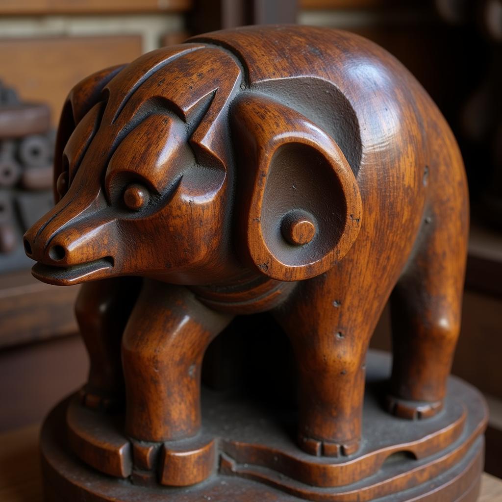 African Wood Carving with Brown Patina