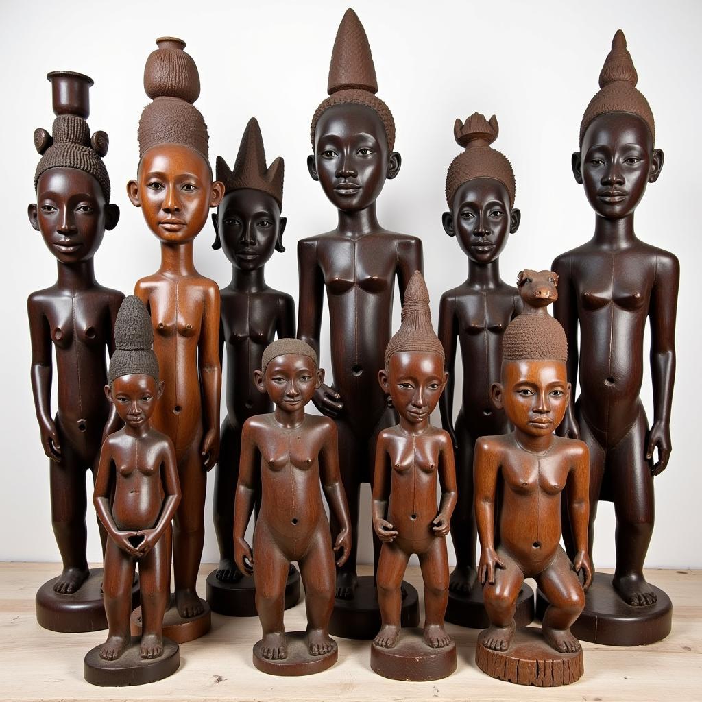 African Wood Sculptures Depicting Cultural Heritage