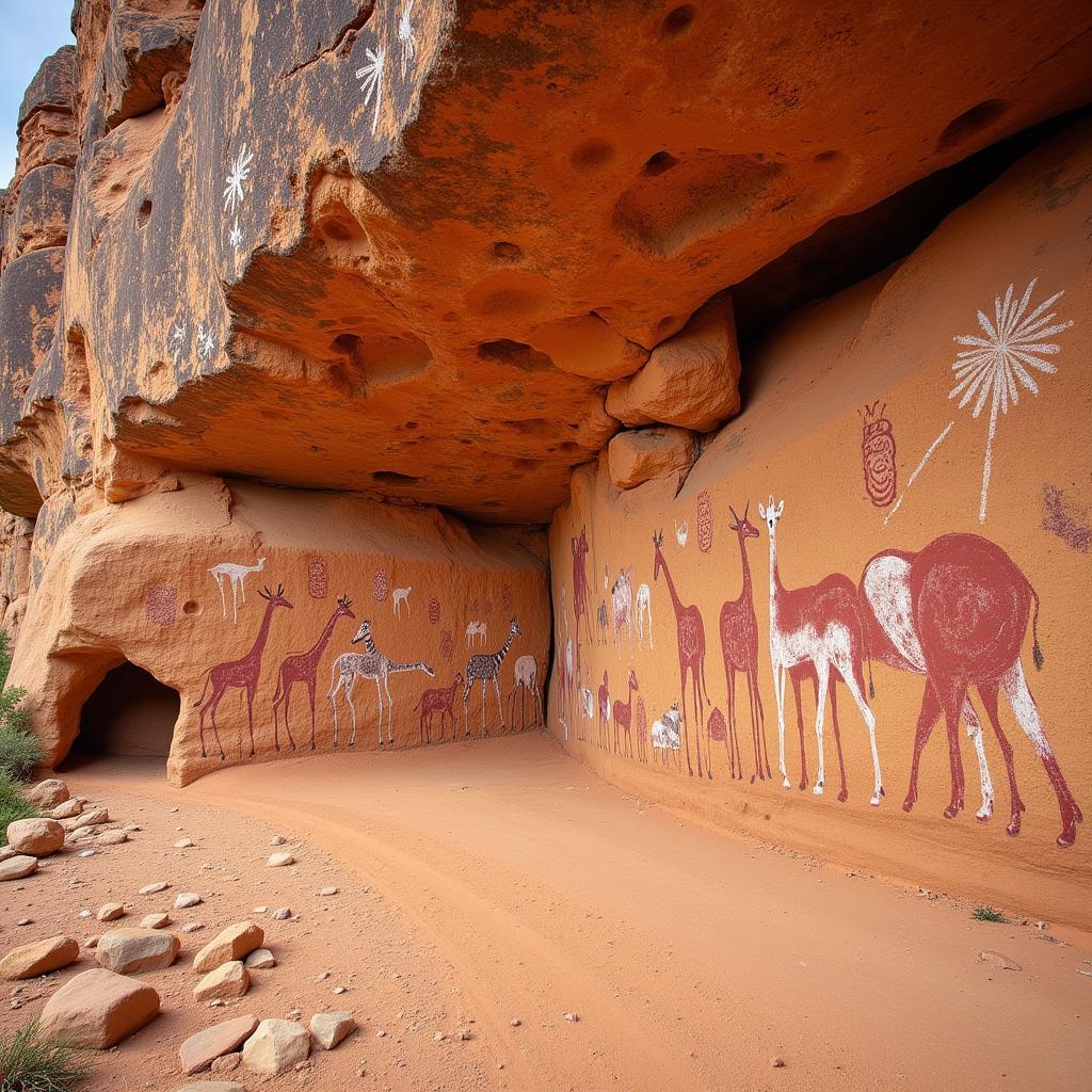 Ancient African Rock Paintings Depicting Wildlife and Rituals