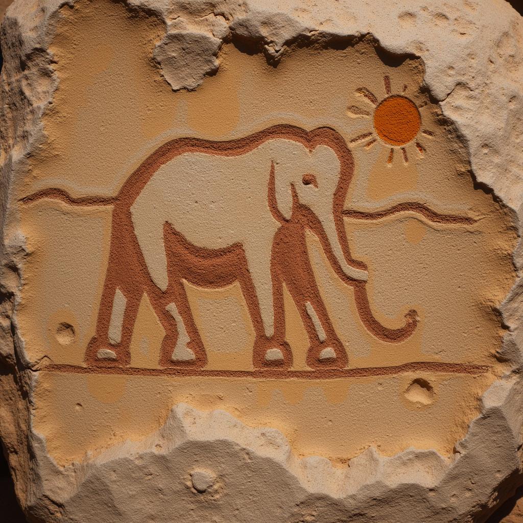 Ancient Rock Art: Elephant & Sunset