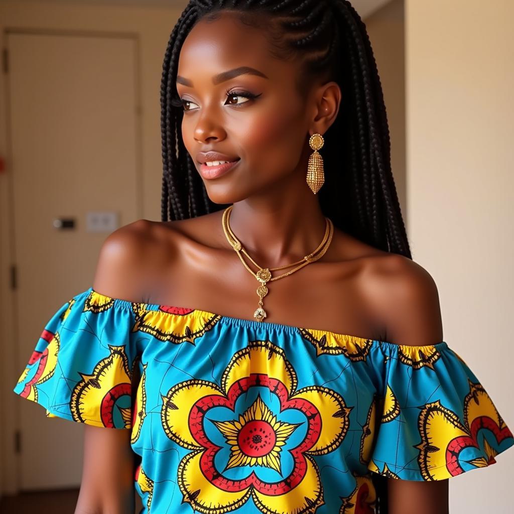 Ankara Off-Shoulder Blouse