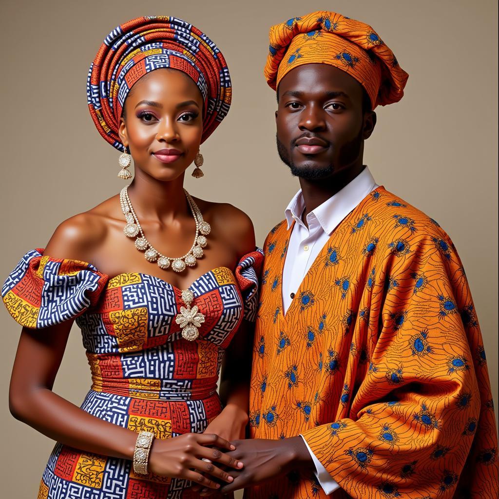 Traditional Aso Oke Wedding Attire in Nigeria