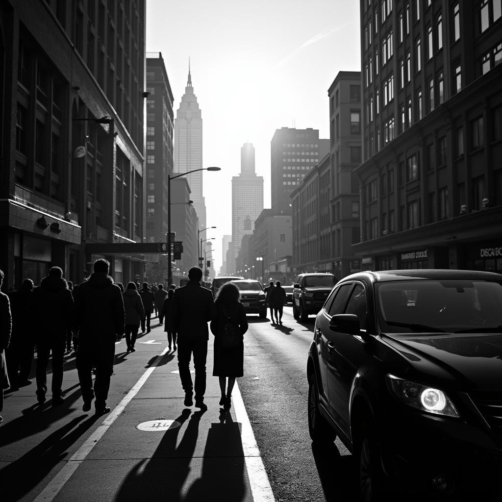 Black and White Street Scene in Atlanta