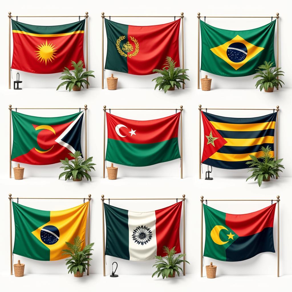 Authentic African flags displayed respectfully