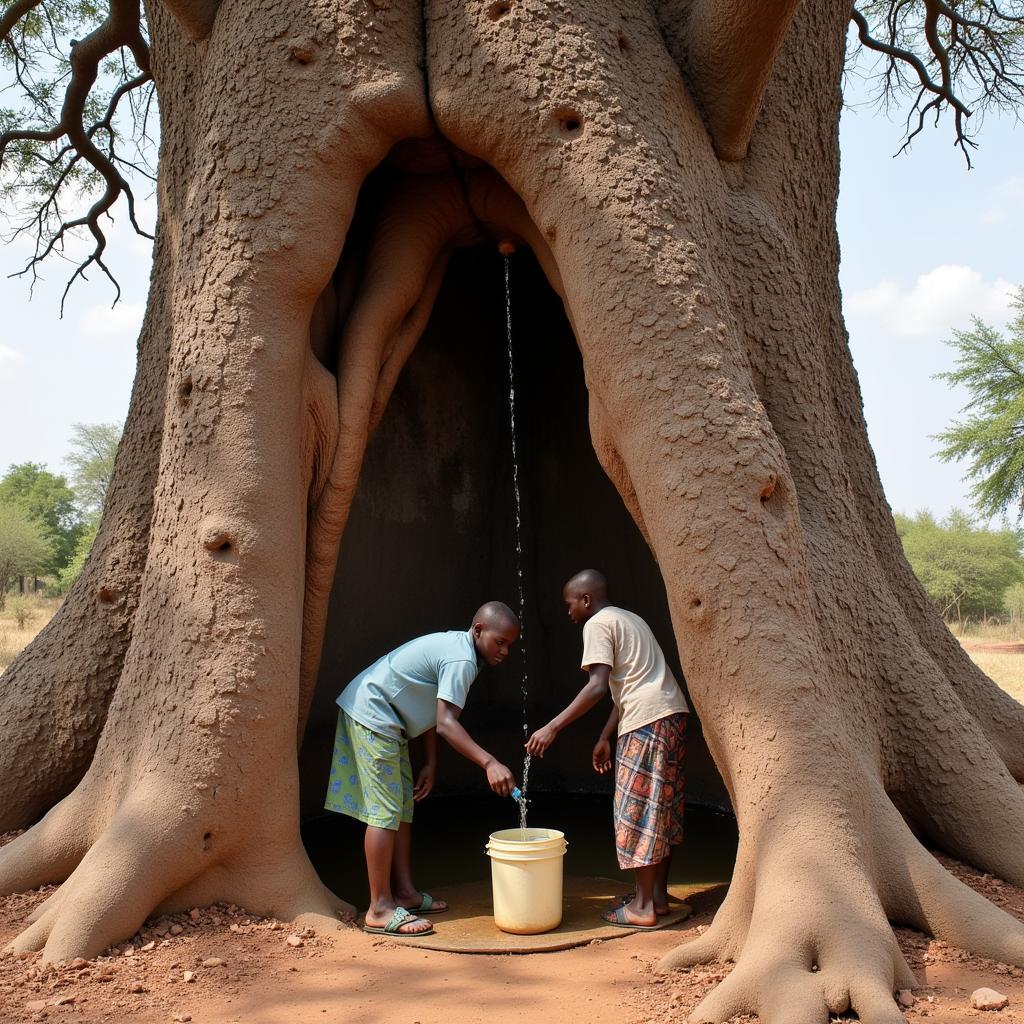 Baobab Tree Water Storage and Mosquito Habitat