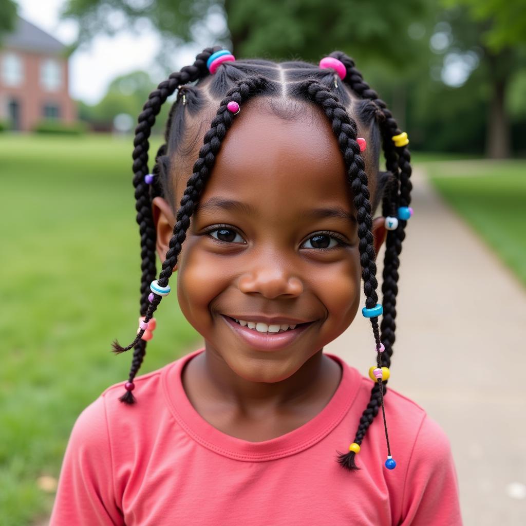 Braids with Beads on a Toddler