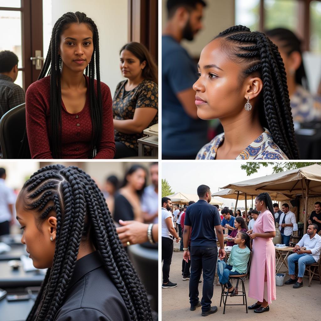 African braiding salons and markets in Cairo