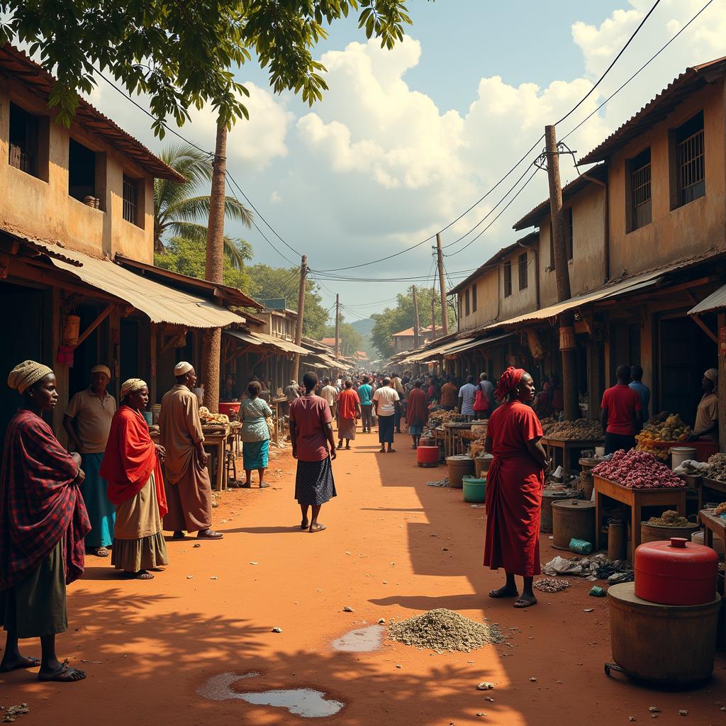 Busy Marketplace in Central Africa