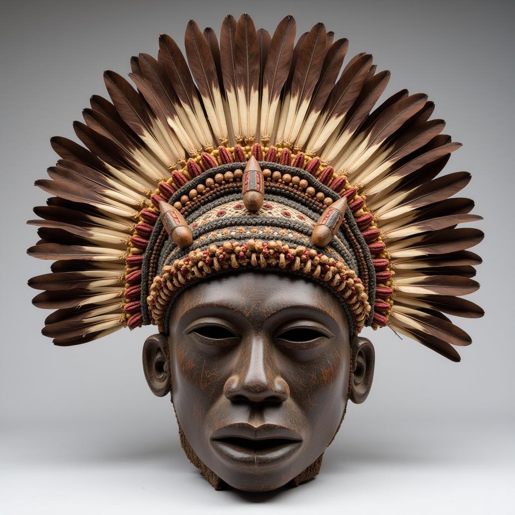 Central African Mask with Elaborate Headdress