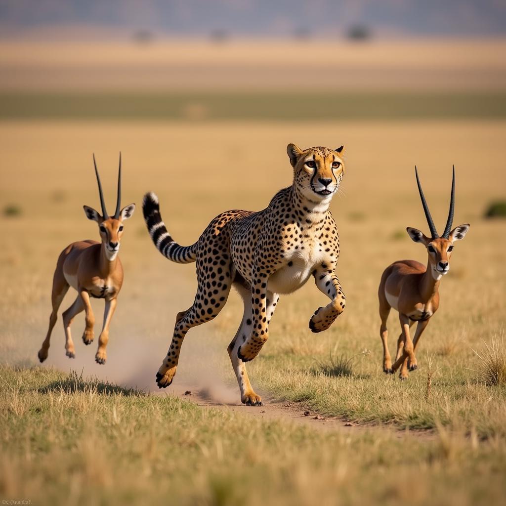 Cheetah Hunting Gazelle on African Plains