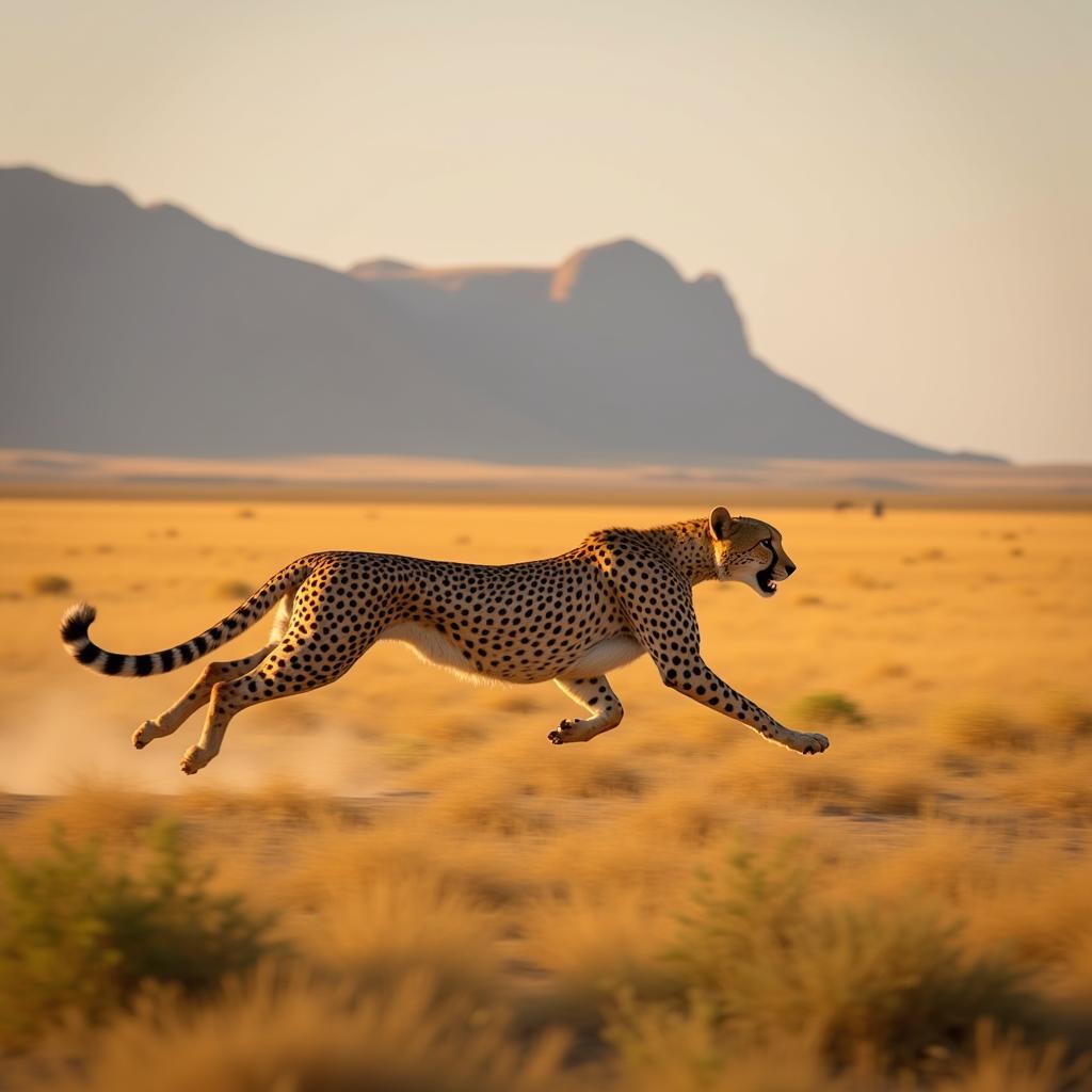 Cheetah Running at Full Speed on the African Plains