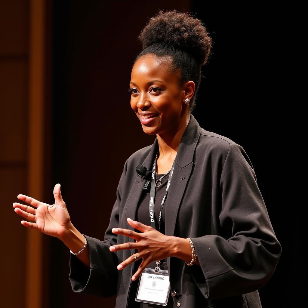 Chimamanda Ngozi Adichie at a literary conference