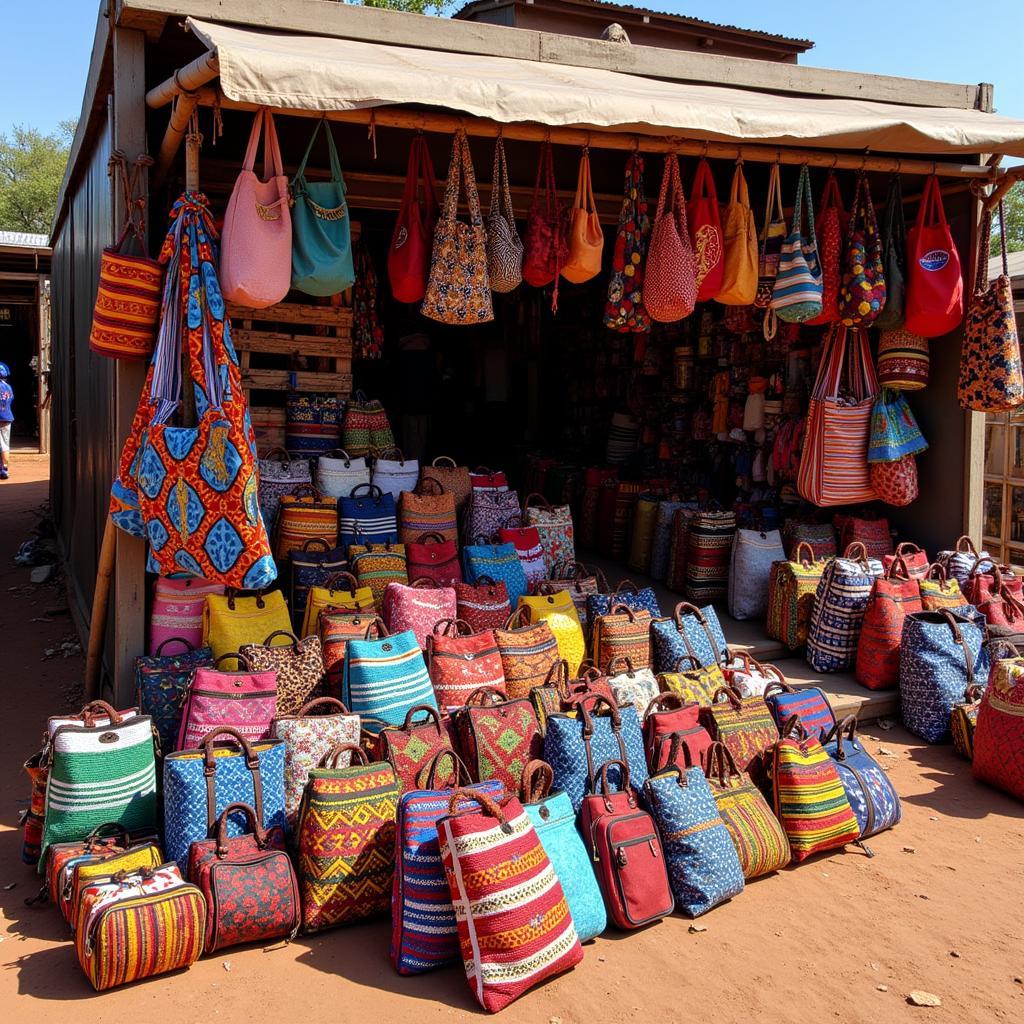 Vibrant Kitenge Bags on Display at the Maasai Market in Nairobi