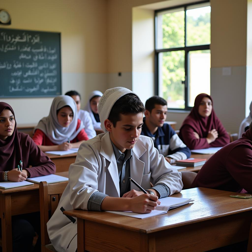 Students Learning Arabic in a Comorian School