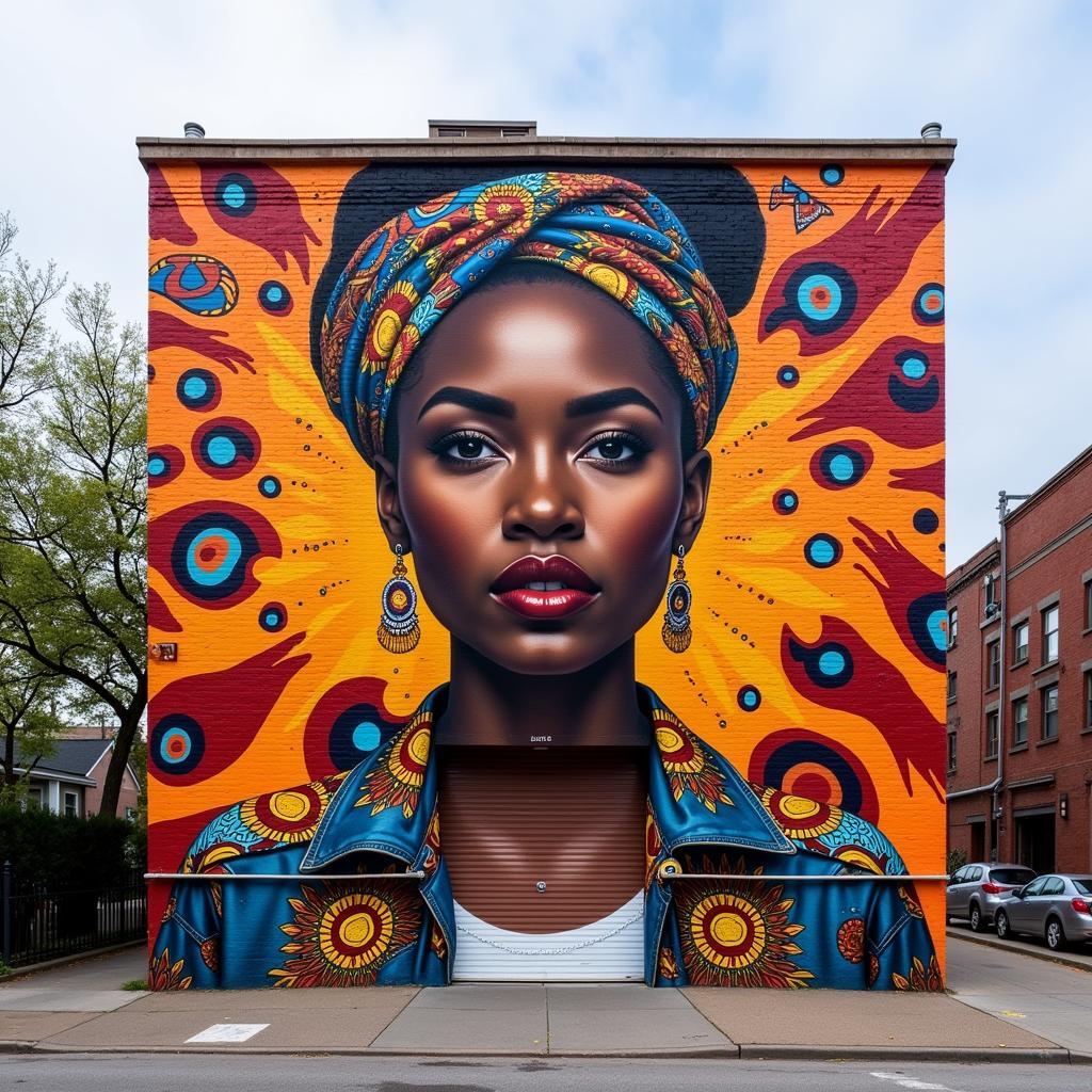 Contemporary African Woman Street Art Mural