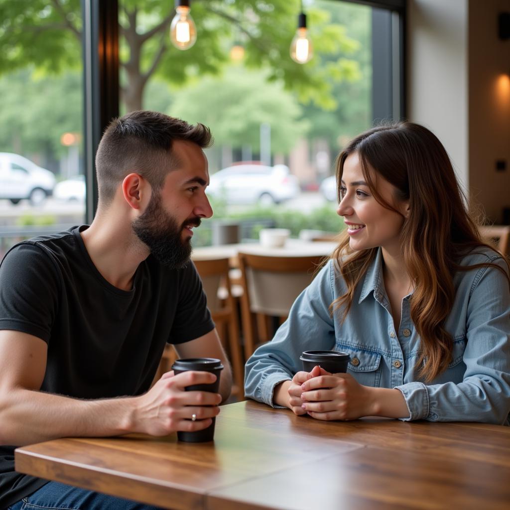 Couple engaging in respectful dialogue.