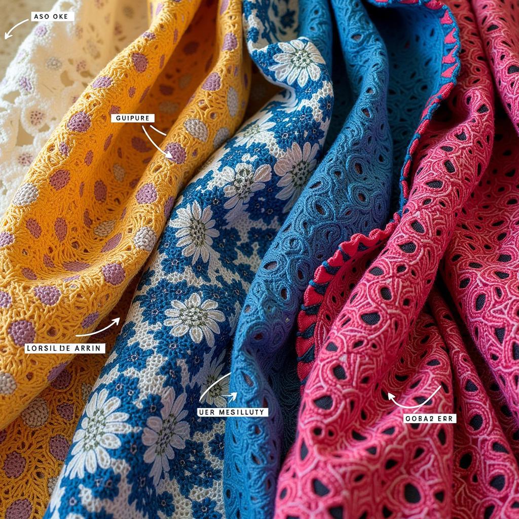 Different Types of African Lace Fabric on Display