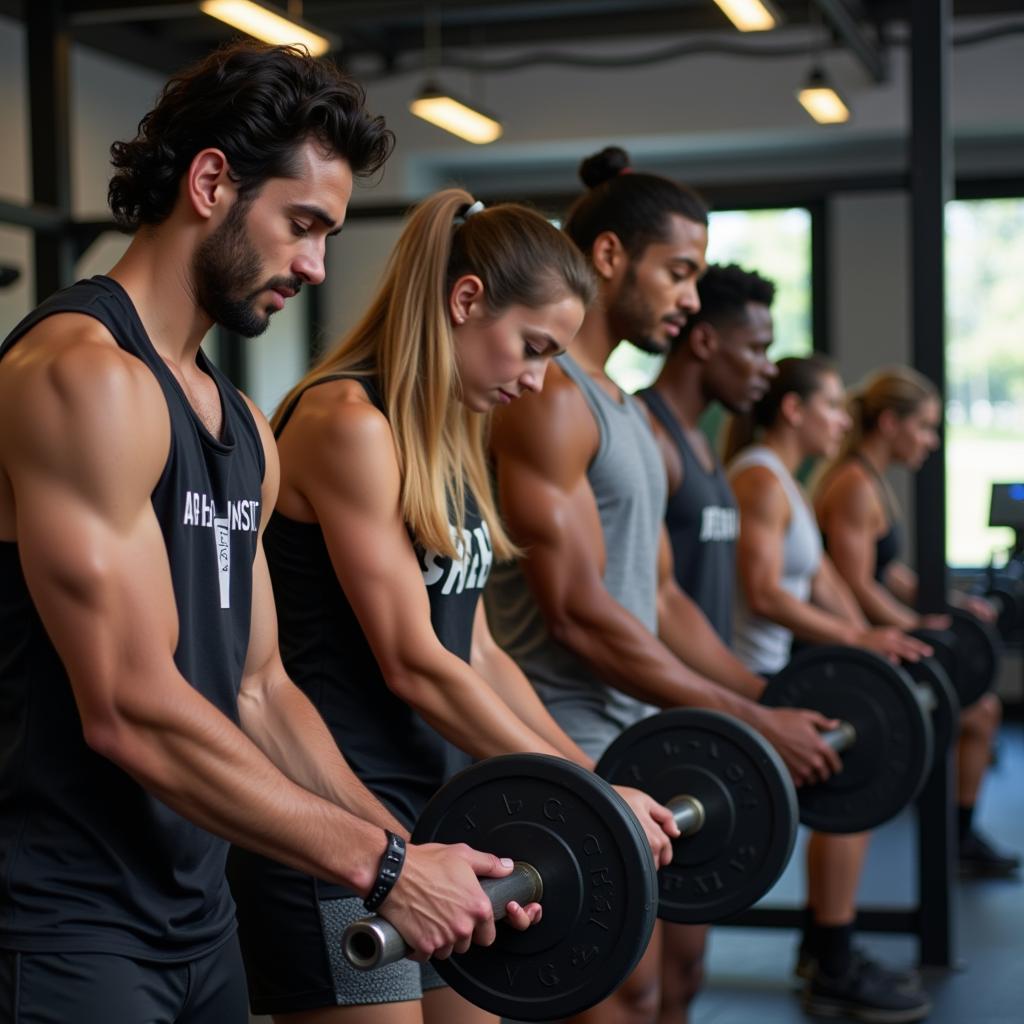 Diverse Athletes Training Together in a Gym