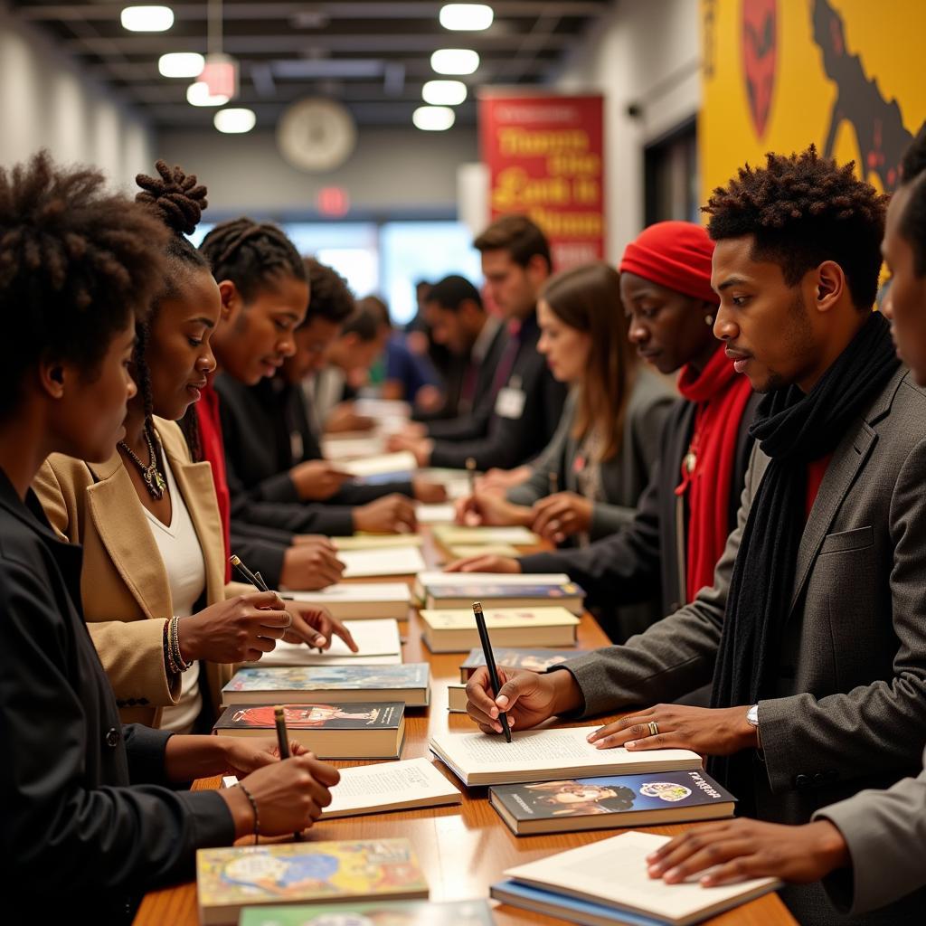 Diverse Group of African Crime Writers at a Literary Festival