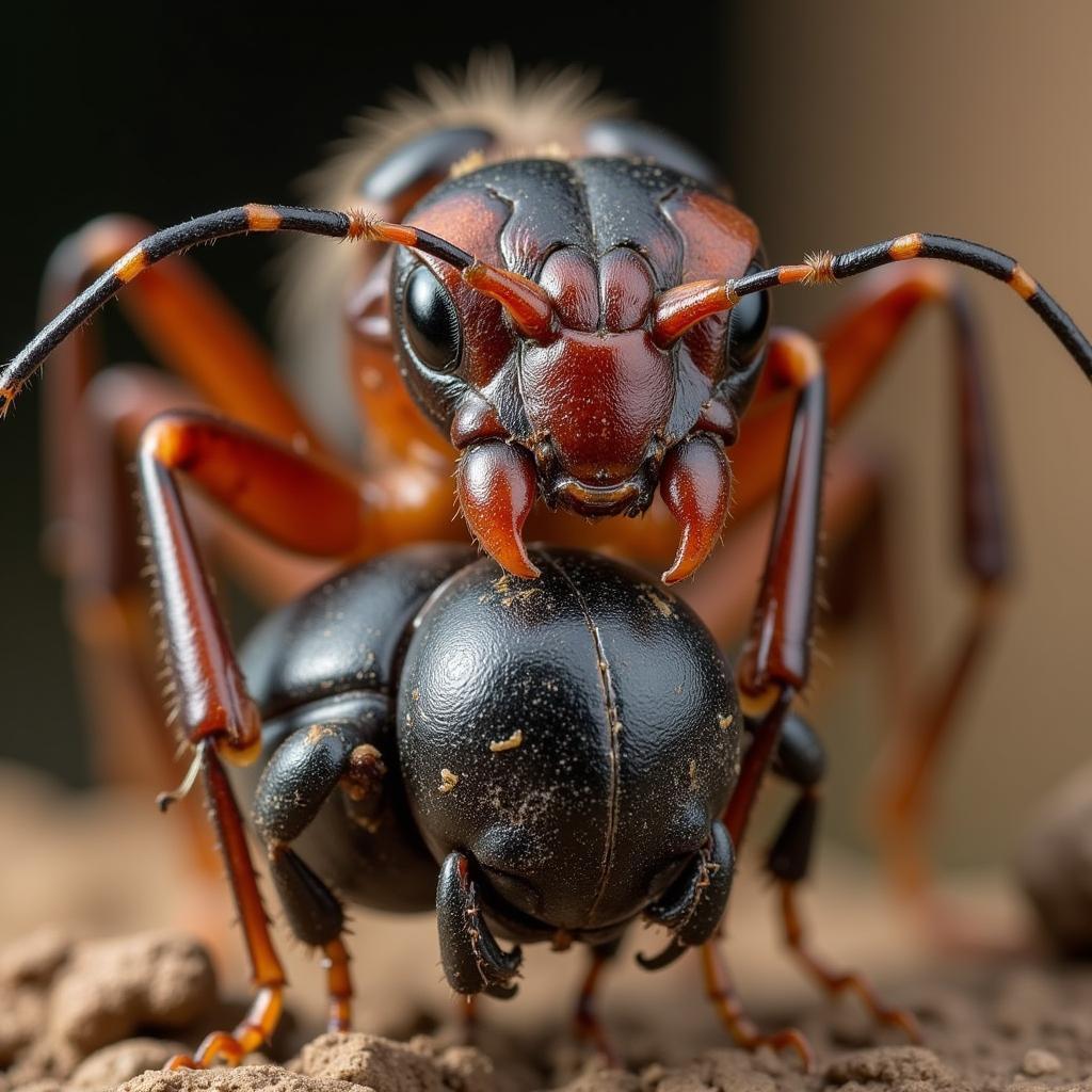 Driver Ant Attacking Insect