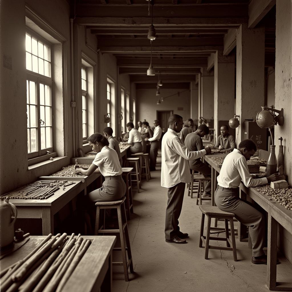 Early African American Cigar Factory in the Late 19th Century