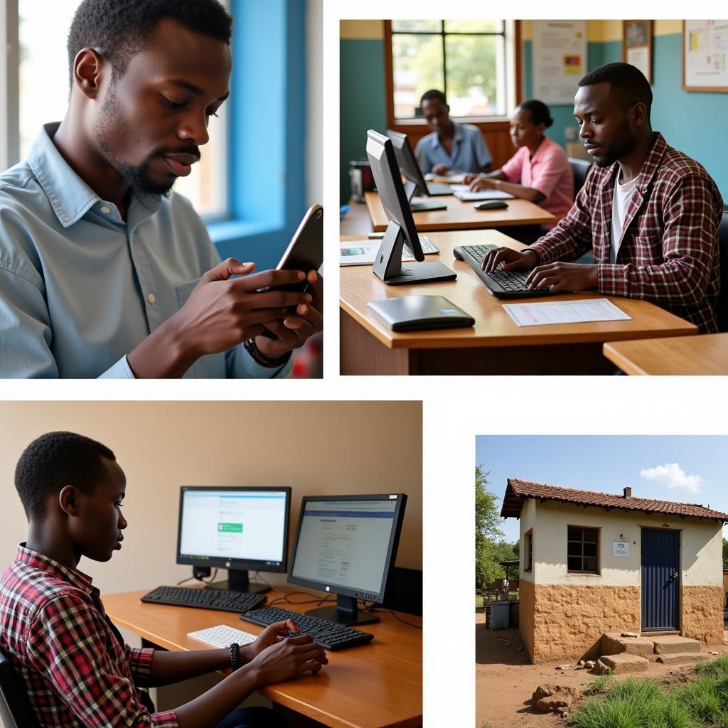 East African Communication Methods: Mobile phones, internet cafes, and traditional postal services.