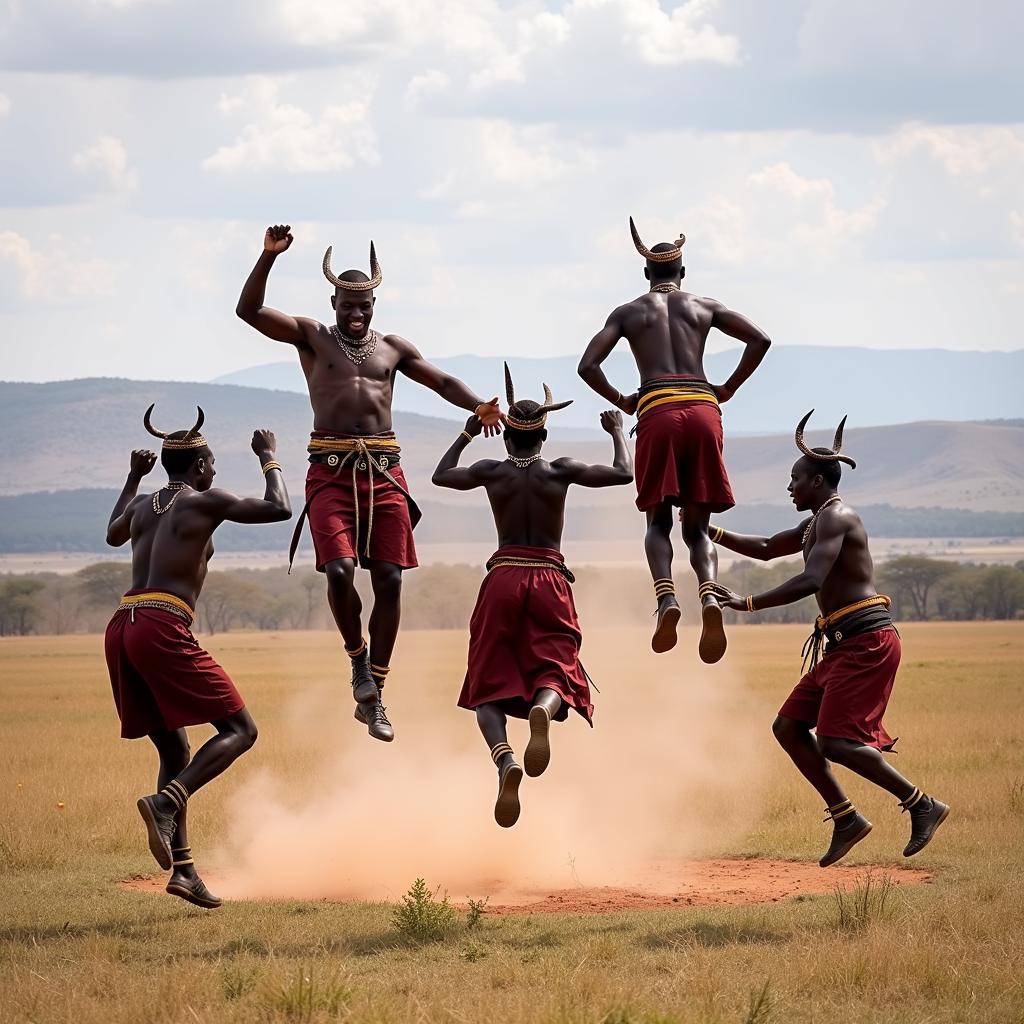 East African Maasai Adumu Jumping Dance