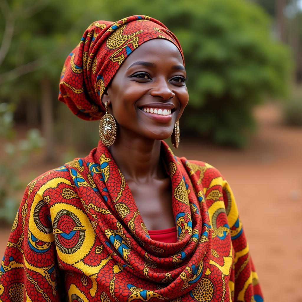 East African Woman in Kanga Cloth