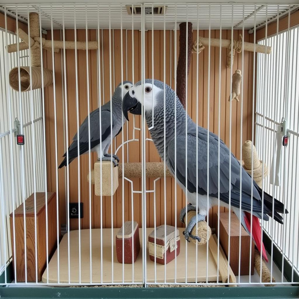 Enriched Cage for an African Grey Parrot