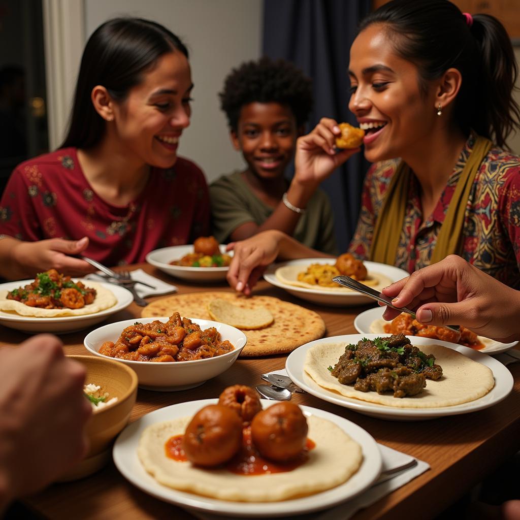 Ethiopian Family Sharing Injera