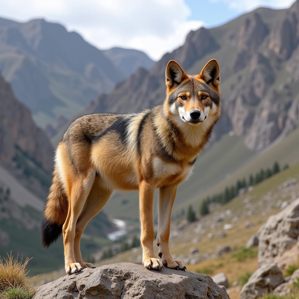 Ethiopian Wolf in Highland Habitat