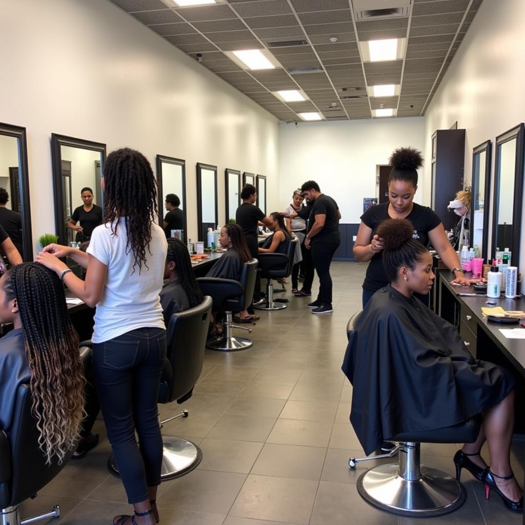 Modern and Stylish African American Hair Salon Interior in Fort Worth TX