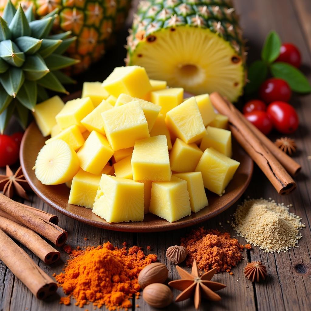 Fresh Cinnamon and Pineapple Ingredients