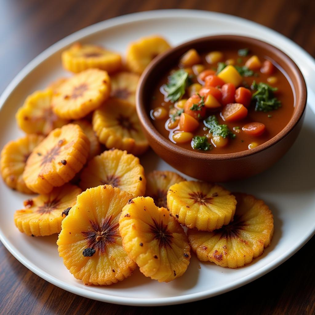 Fried plantains and Chakalaka