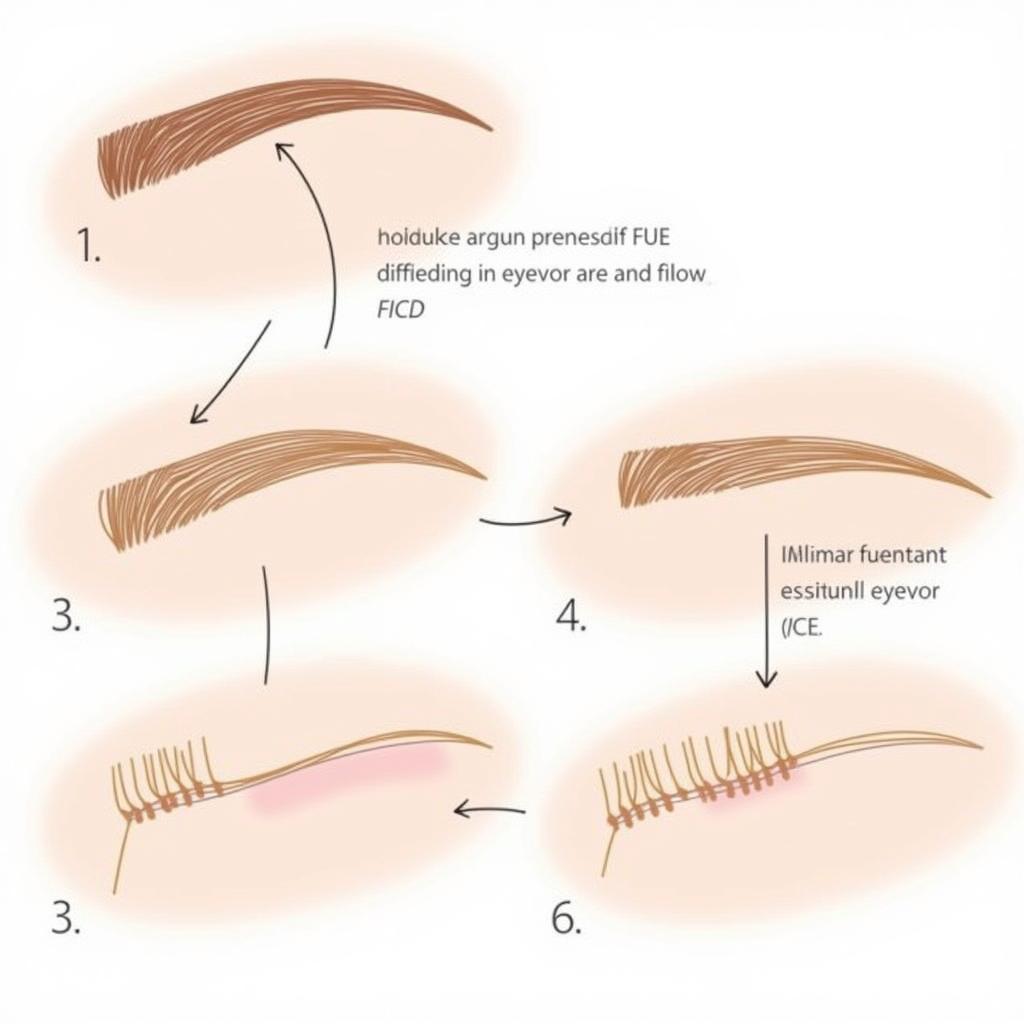 Illustration of the FUE eyebrow transplant procedure.